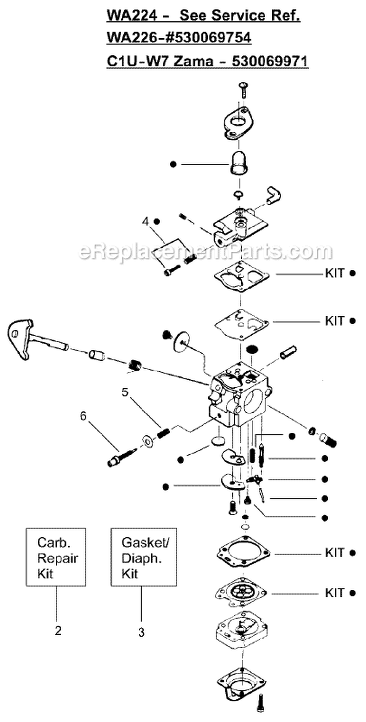 Page C Diagram and Parts List for XT200 Type 3 Weed Eater Trimmer